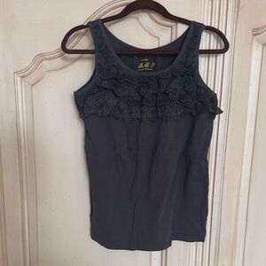 Crewcuts Charcoal Lace Accent Tank Top